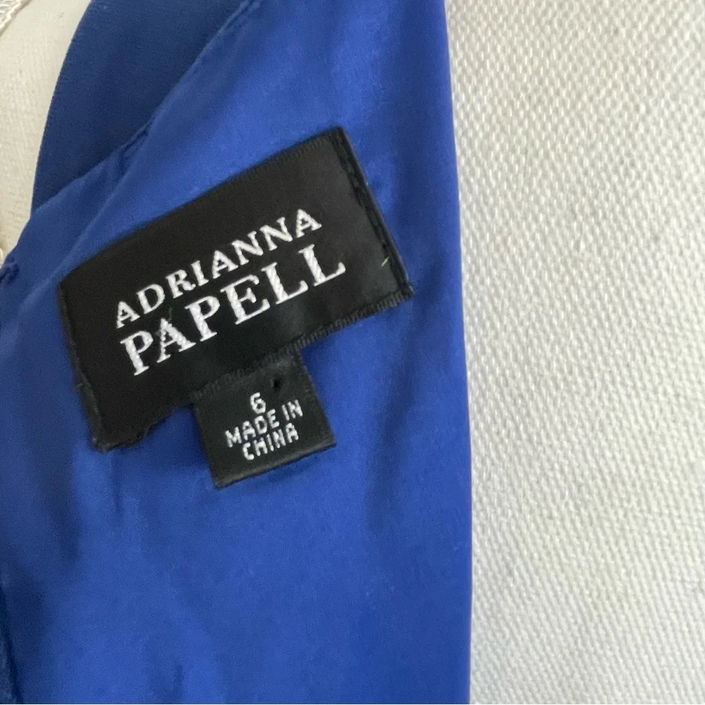 Adrianna Papell Cocktail Dress Women 6 Blue Sleeveless Tiered Ruffle Formal part
